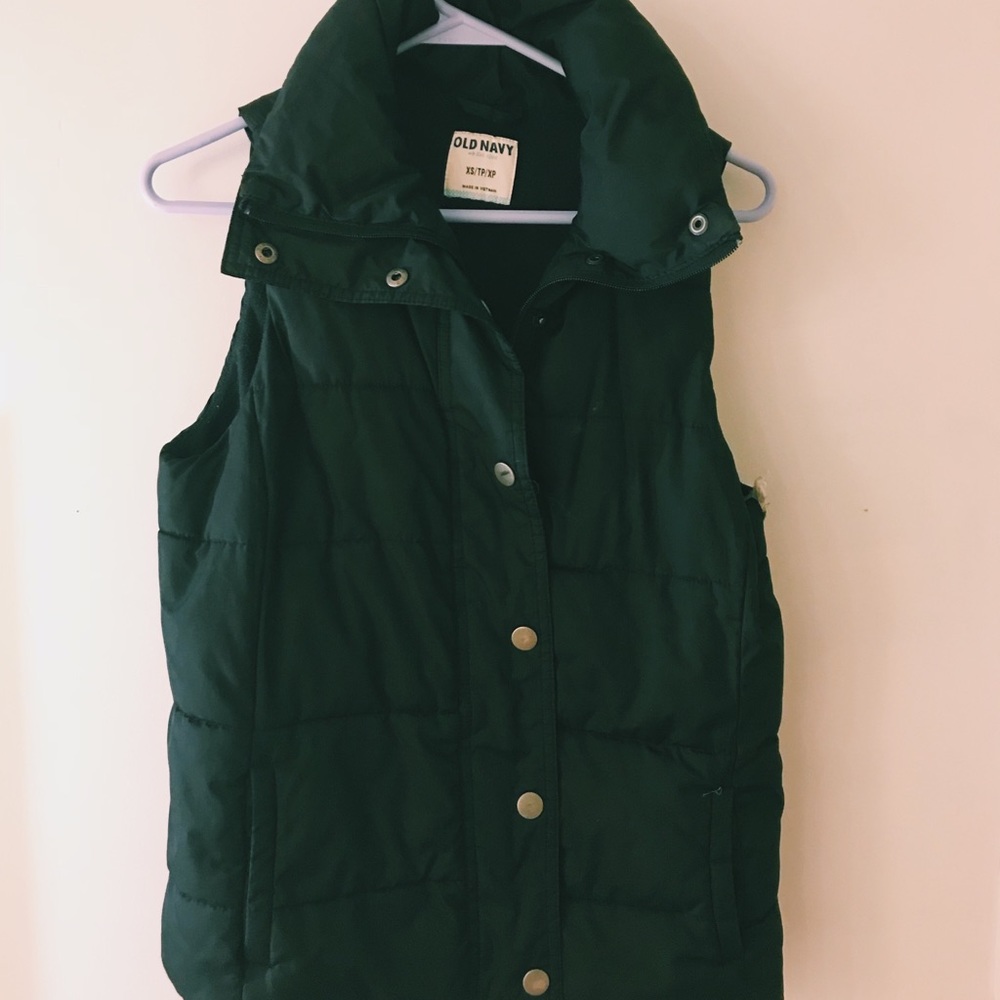 Black Button Up Puffy Vest